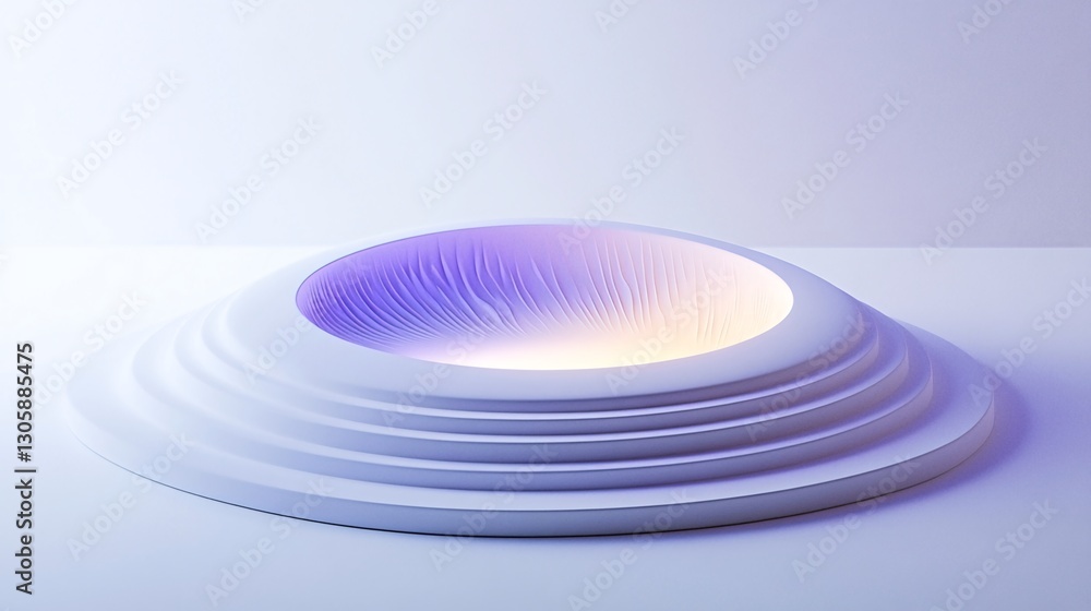 Obraz premium Abstract white platform, glowing interior, minimal background, product display