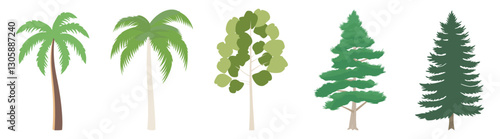 Diverse tree collection isolated illustration, vector set