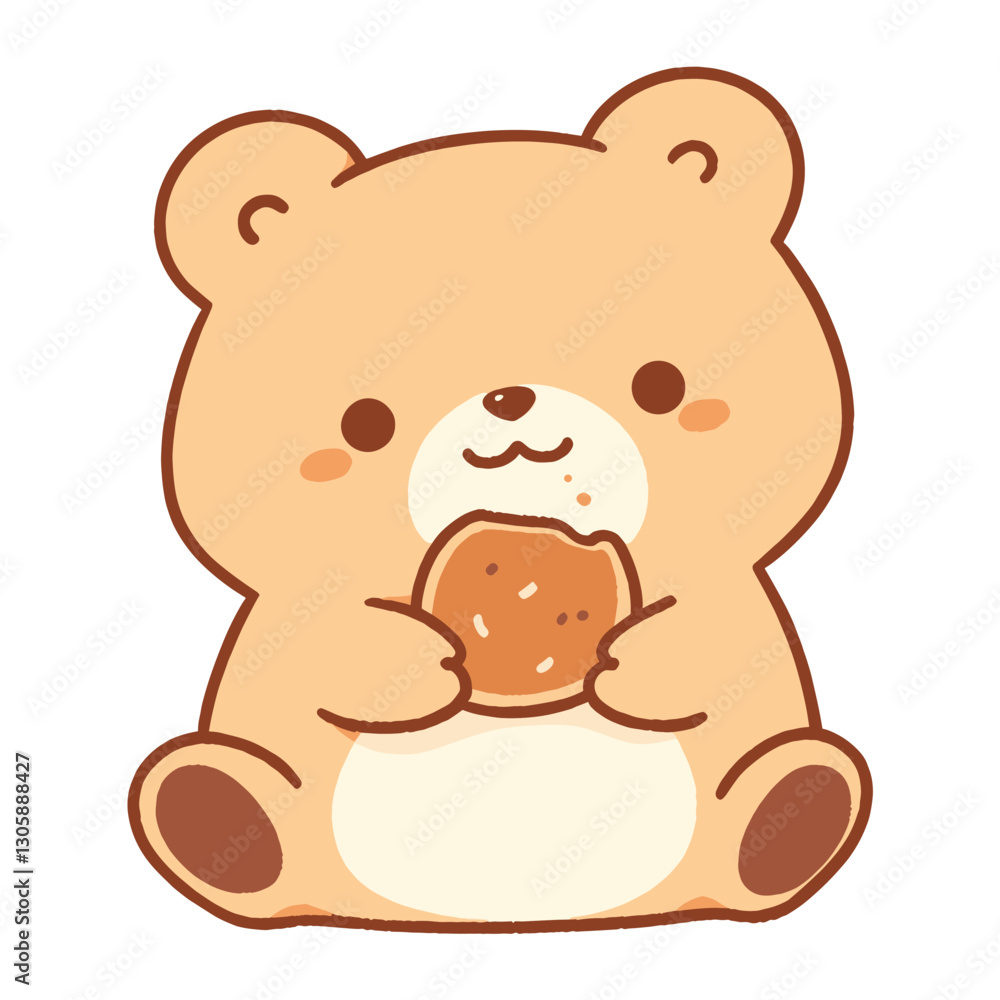 Cute bear eating a cookie animal kawaii art vector Cute bear eating a cookie animal kawaii art vector