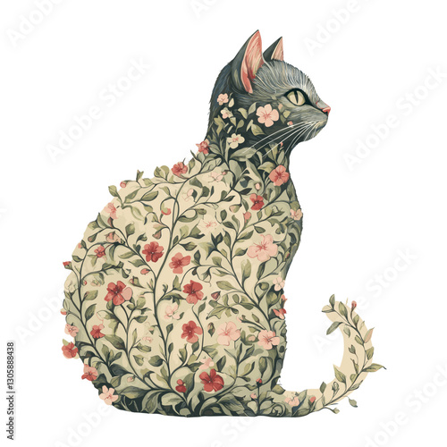 Cat pattern illustrated whimsical vector