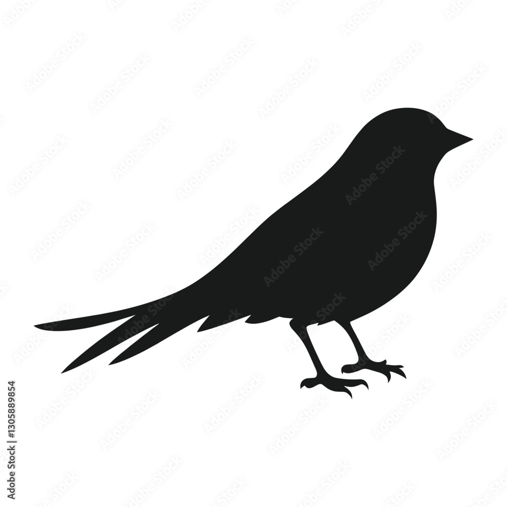 Bird silhouette illustration black white vector Bird silhouette illustration black white vector