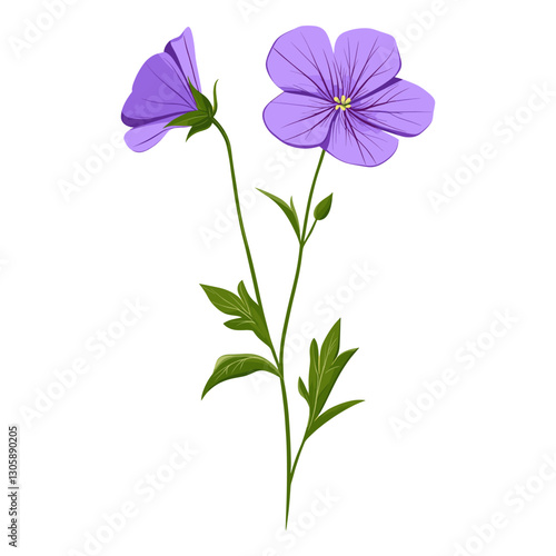 A purple wildflower clip art illustration design botanical vector
