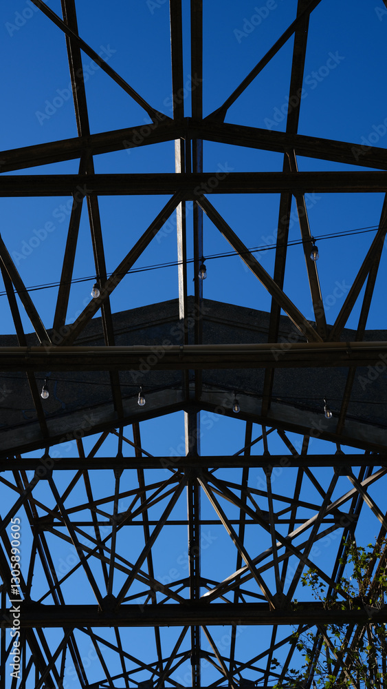 Beams and girders inside one of the open piers on the Philadelphia side of the Delaware River Beams and girders inside one of the open piers on the Philadelphia side of the Delaware River
