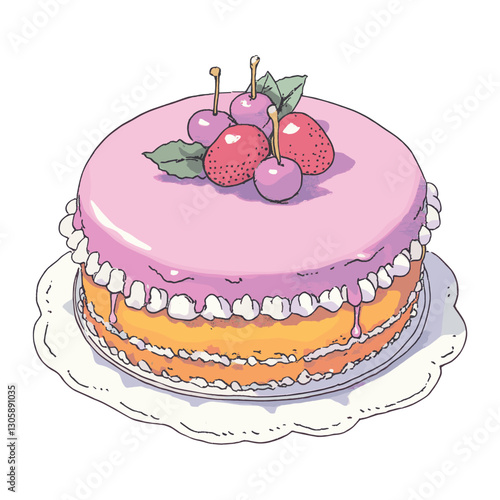 Cake illustration dessert frosting vector