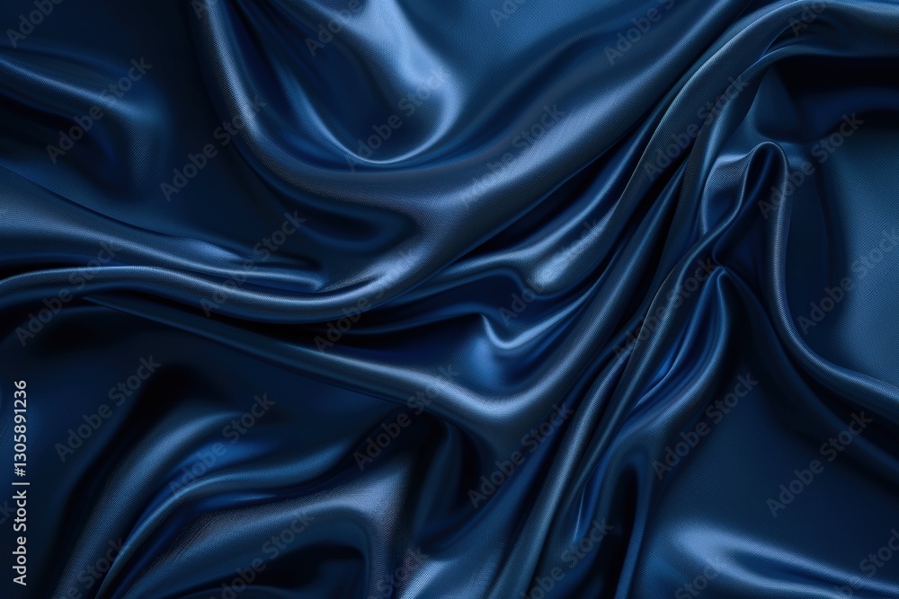 Fototapeta premium Elegantly draped dark blue satin fabric