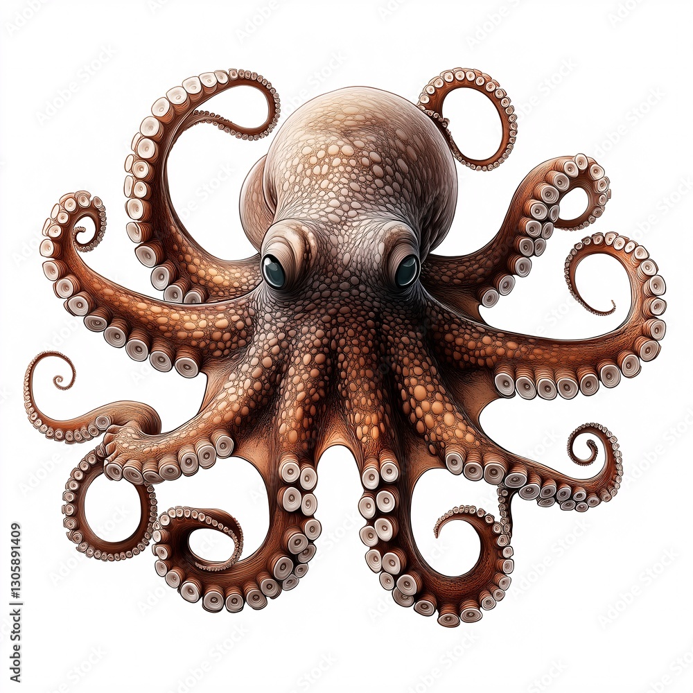 Fototapeta premium Vivid Octopus Illustration: Exploring Marine Life and Underwater Wonders