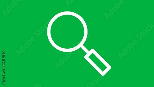 magnifying glass icon animation with greenscreen background