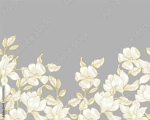 Hand Drawn Elegant Magnolia Flower background