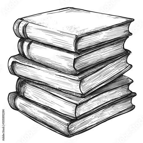 Book stack books art sketch vector