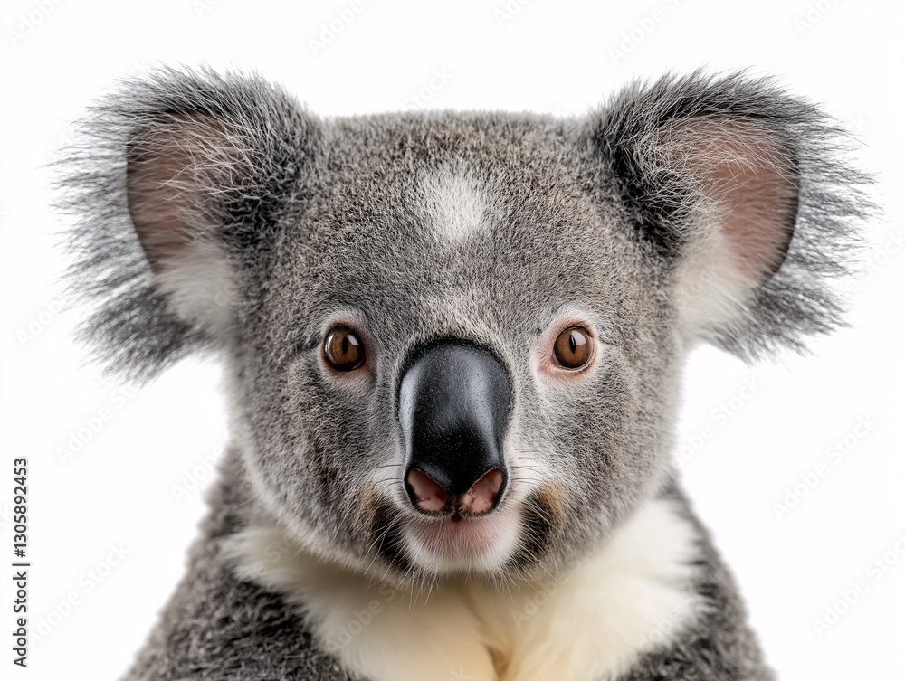 Fototapeta premium Close-Up Koala Portrait: Capturing the Endearing Face of Australia's Iconic Wildlife in Detailed Photography