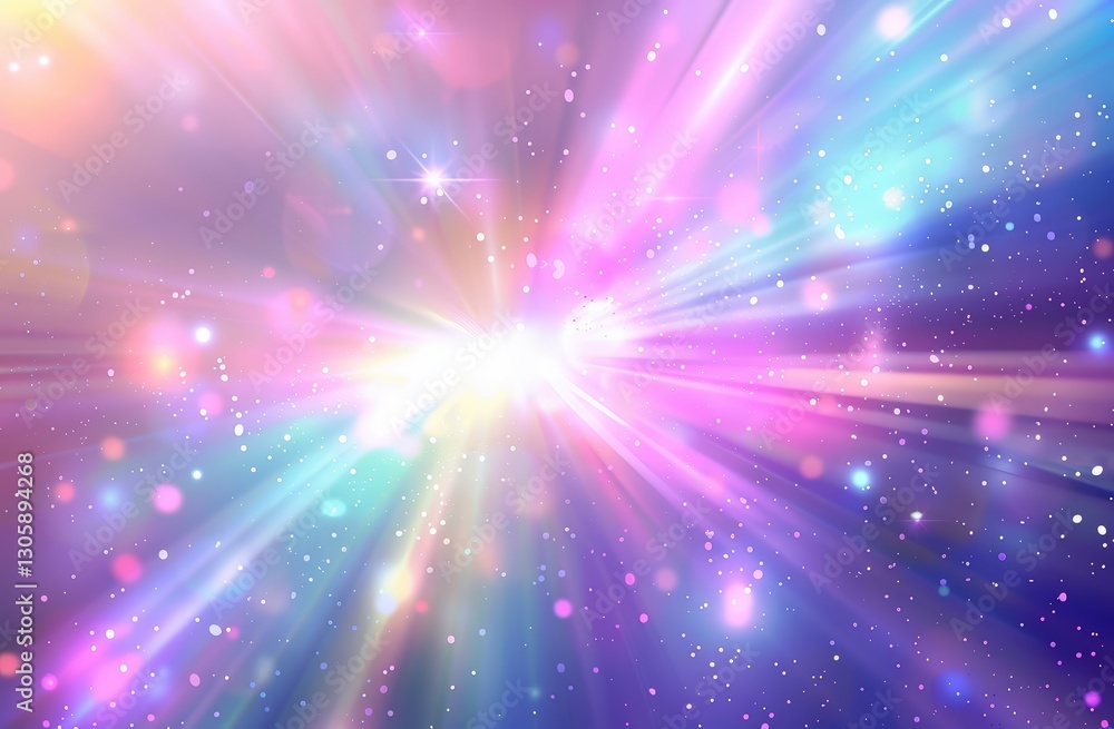 Colorful light rays bursting in a cosmic scene Colorful light rays bursting in a cosmic scene