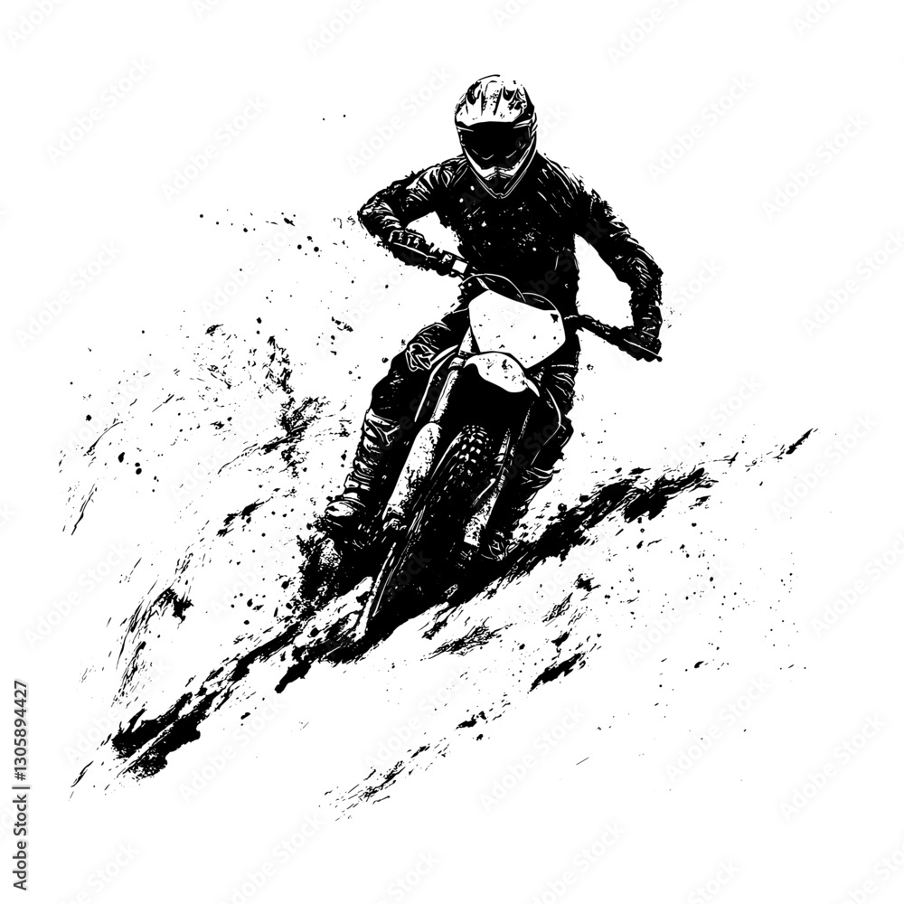 Obraz premium Motocross rider illustration dynamic black vector