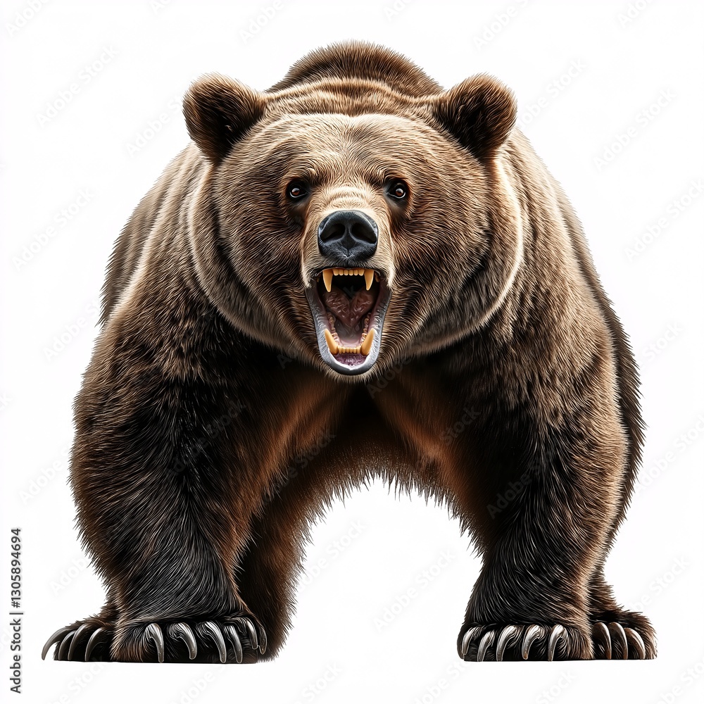 Obraz premium Roaring Grizzly Bear: Majestic Wildlife in the Ferocious Wilderness - Nature Photography of a Powerful Beast