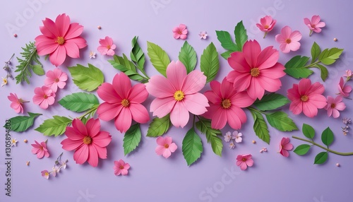 Wallpaper Mural Floral arrangement studio digital art minimalist top-down vibrant composition Torontodigital.ca