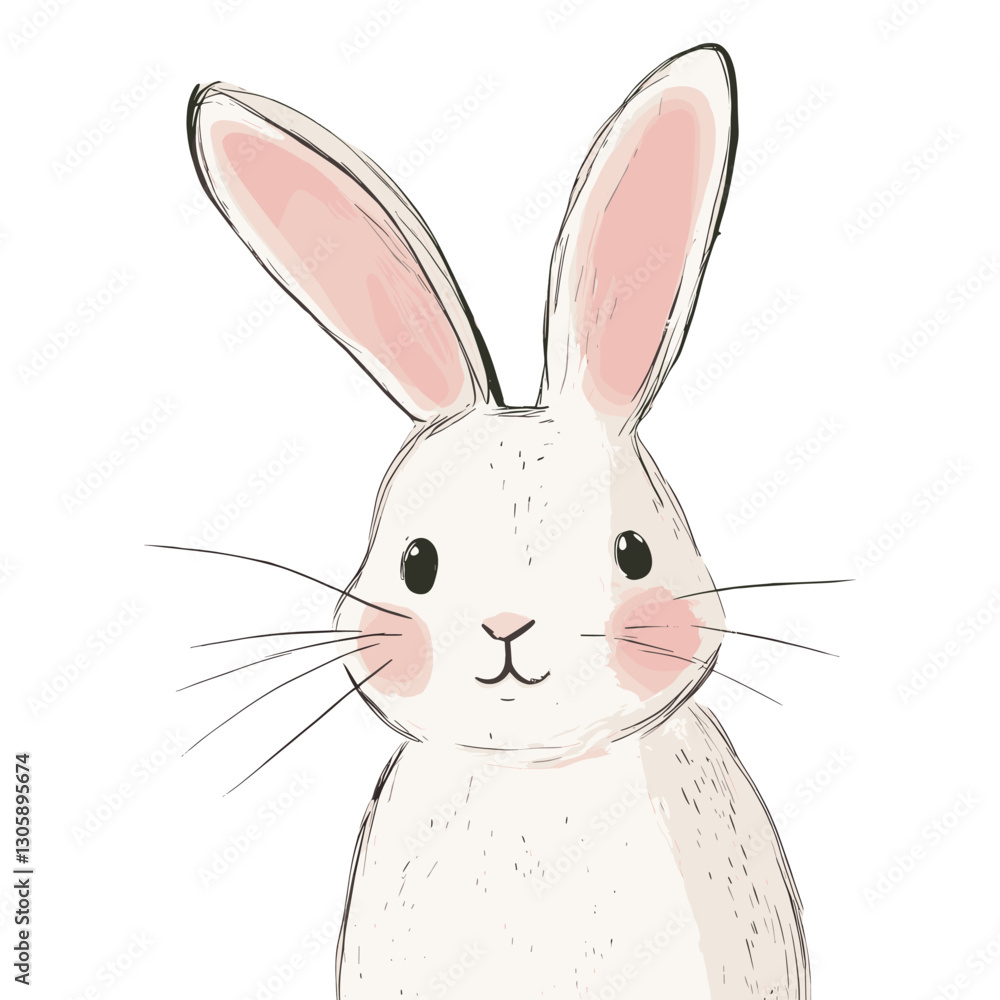 Fototapeta premium Cute bunny animal art illustration vector