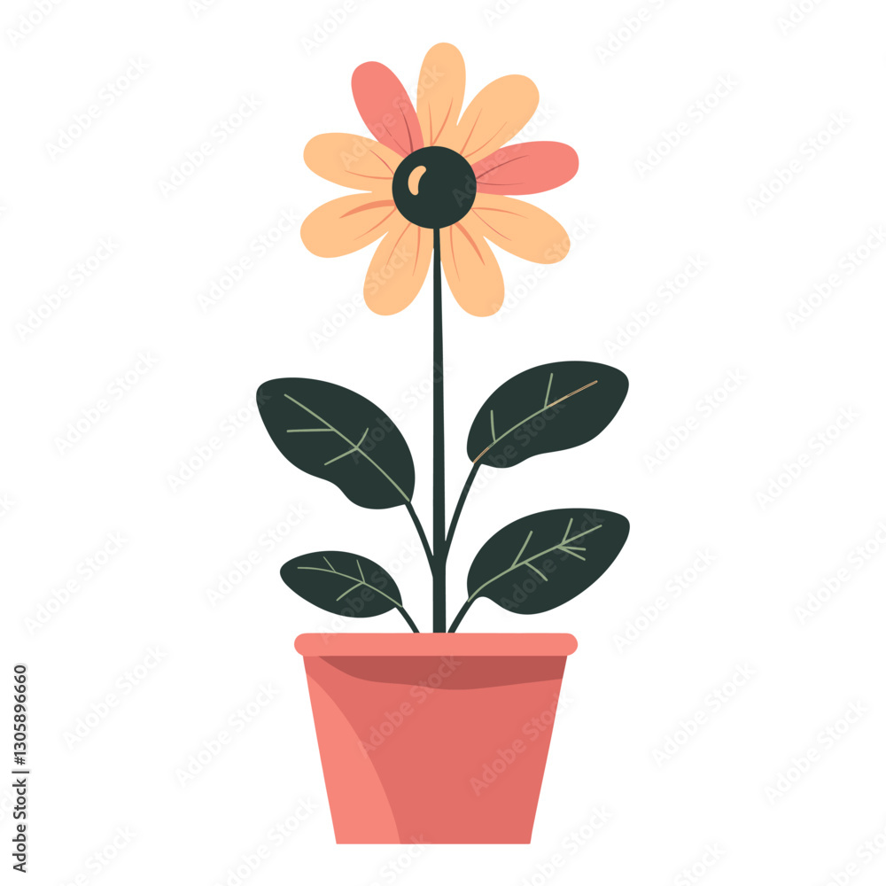 Flower on pot illustration design plant vector