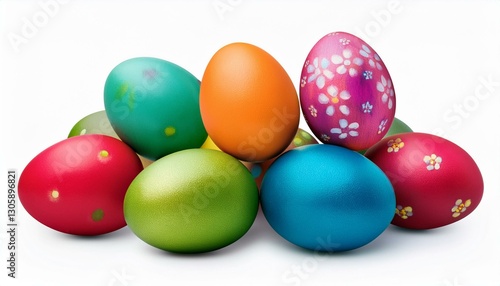 happy easter day colorful egg collection isolated on white background