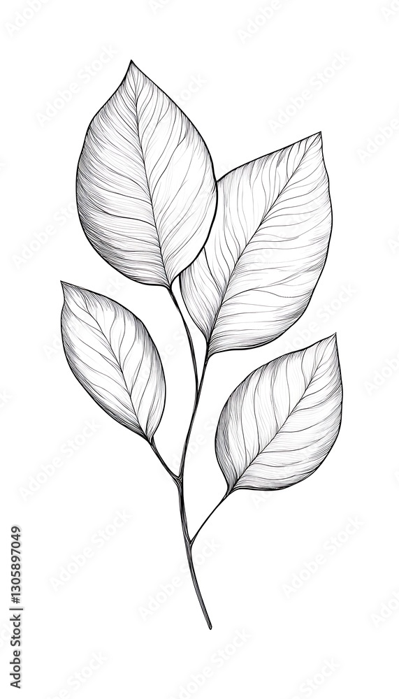 Fototapeta premium Botanical Line Drawing Leaves