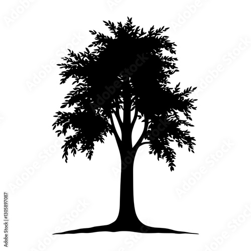 Elm tree silhouette illustration black vector