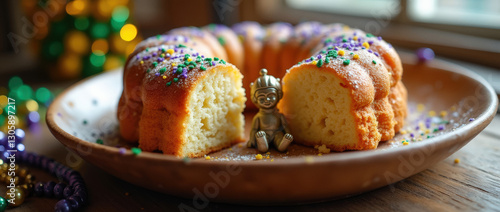 Wallpaper Mural Colorful King Cake on a Wooden Plate With Festive Decorations Torontodigital.ca