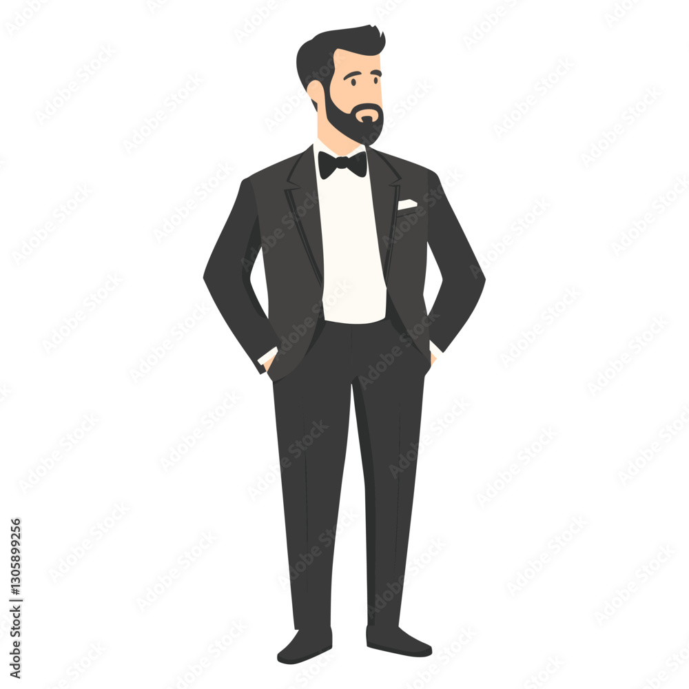 Groom in wedding suit illustration tuxedo vector vector Groom in wedding suit illustration tuxedo vector vector
