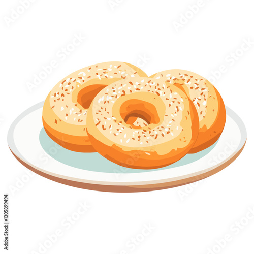 Bagels in a plate bagels illustration food vector