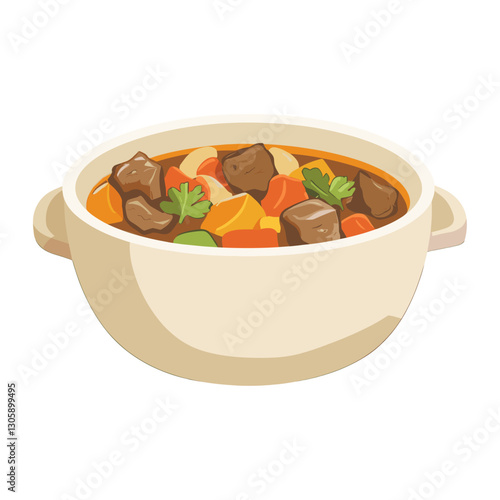 Beef Stew in a pot stew illustration food vector
