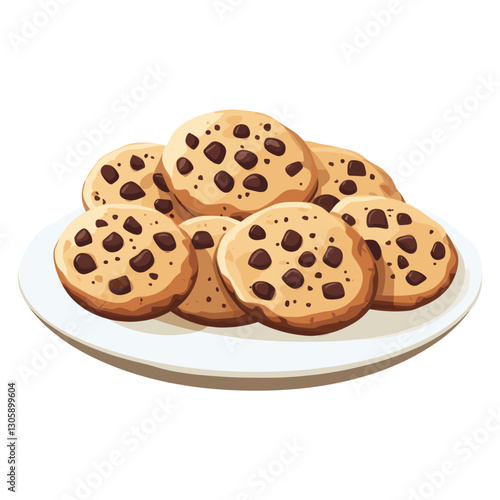 Cookies in a plate illustration dessert sweets vector