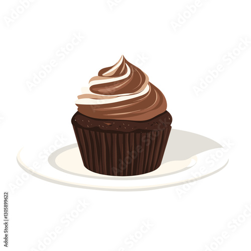 Cupcake in a plate cupcake illustration dessert vector