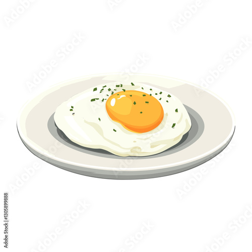 Poached egg in a plate illustration white food vector