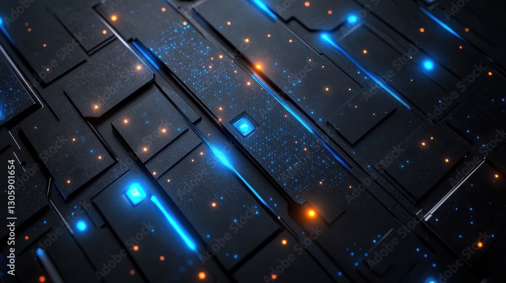Futuristic Abstract Digital Background with Glowing Blue and Orange Lights Futuristic Abstract Digital Background with Glowing Blue and Orange Lights
