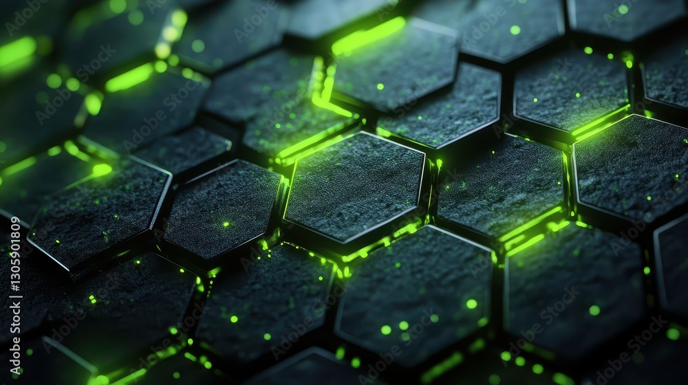 Futuristic Hexagonal Pattern with Neon Green Glow and Texture Futuristic Hexagonal Pattern with Neon Green Glow and Texture