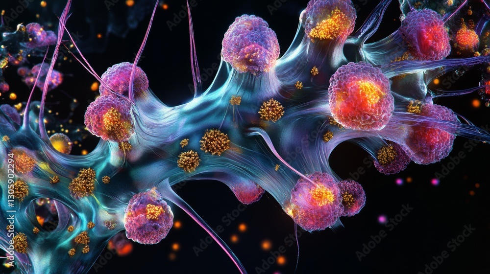Obraz premium Colorful blue-purple gradient modeling of an anatomical model cell.