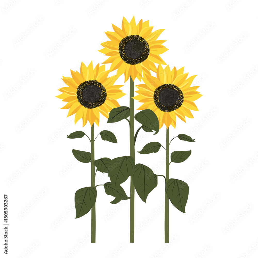 Obraz premium Sunflowers illustration plant botanical vector