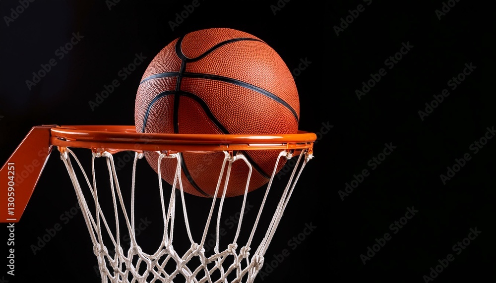 basketball going through the basket on black backgorund basketball going through the basket on black backgorund