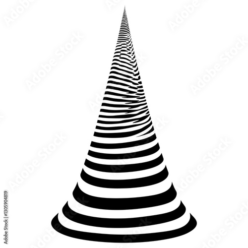 Cone flat line illusion black white art vector