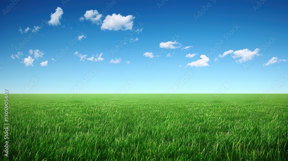 Vibrant green grass under a clear blue sky Vibrant green grass under a clear blue sky