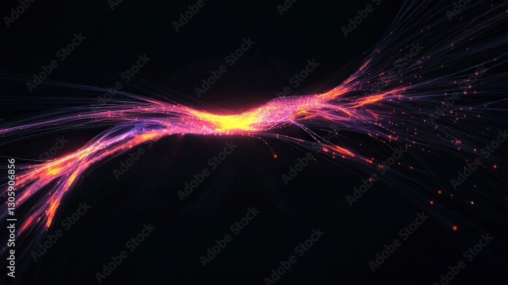 Obraz premium Abstract Glowing Fiber Optics Network AI Technology Background