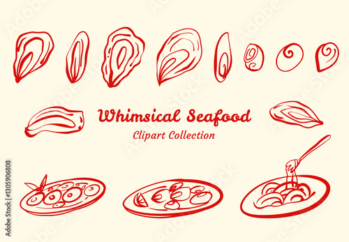 Seafood Graphics Set Fresh Ocean Design Theme For Restaurant Digital Art Collection Assets