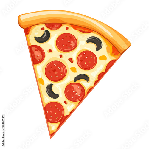 Flat vector of a pice of pizza food illustration delicious vector