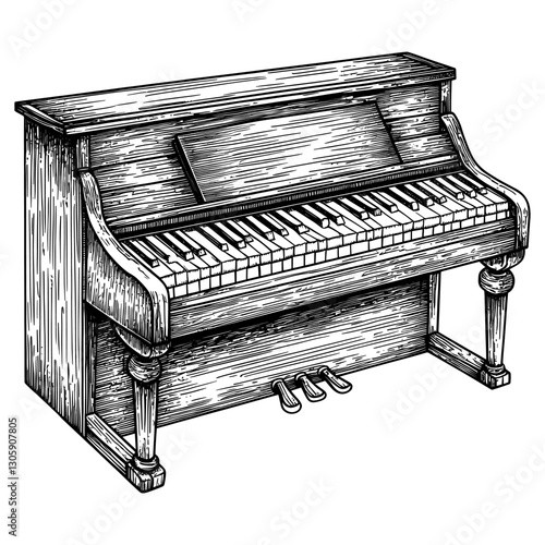 Piano piano black white vector