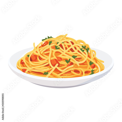 Spaghetti in a plate spaghetti illustration background vector