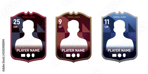 Football Soccer Player Card Template Shield Player Name with Club and Country.