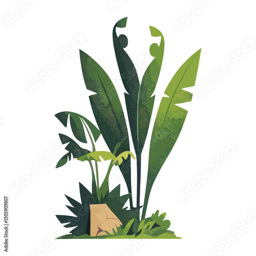 Jungle illustration plants architecture vector