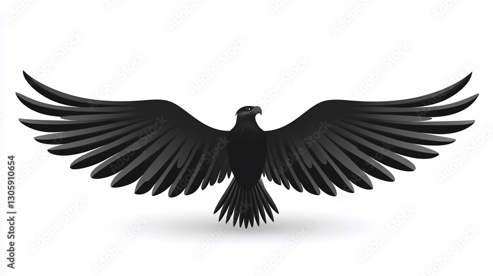 Obraz premium Black eagle wings spread, white background, logo design