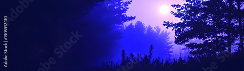 Wallpaper Mural Misty forest sunrise, nature scene Torontodigital.ca