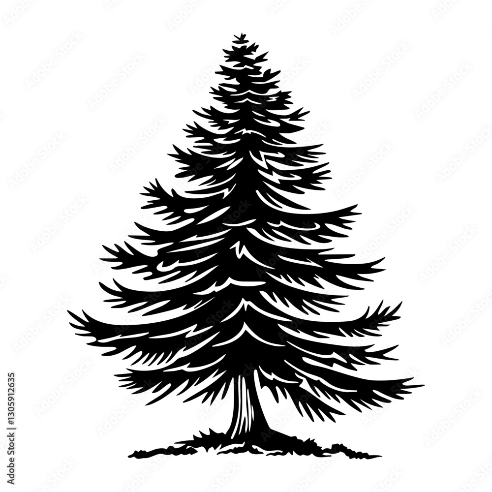 Obraz premium A pine tree illustration silhouette black vector