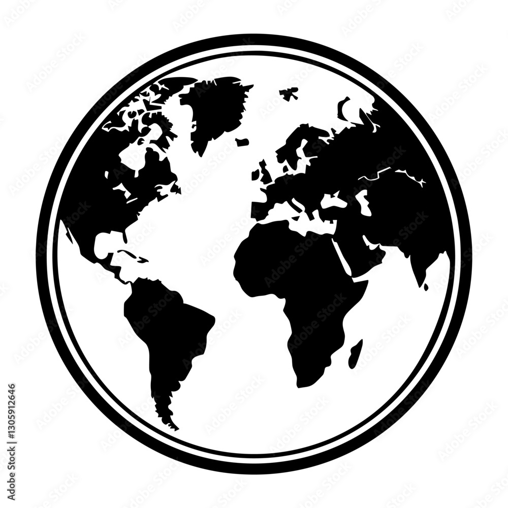 World icon illustration black white vector World icon illustration black white vector