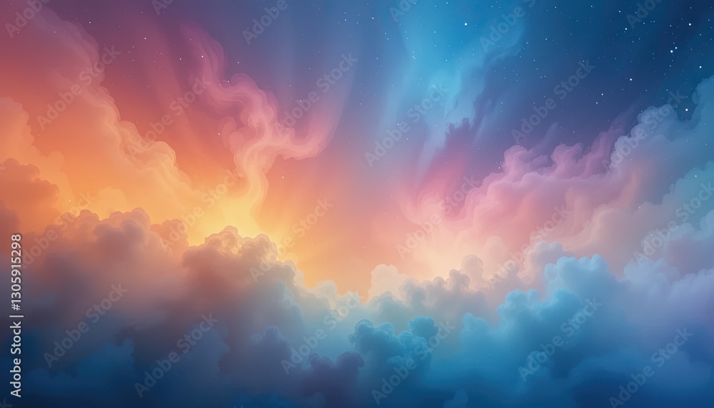 Fototapeta premium Vibrant sunrise over clouds digital artwork nature dreamy abstract