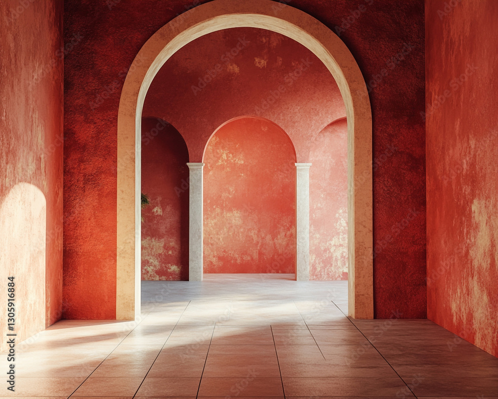 Fototapeta premium red door in a stone wall